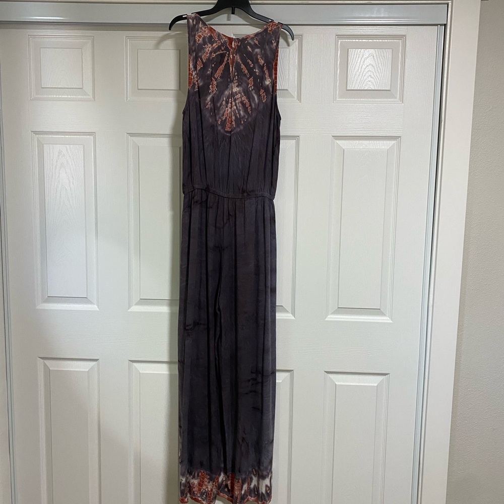 Young Fabulous & Broke Charcoal and Orange Halter Wide Split Leg Jumpsuit
